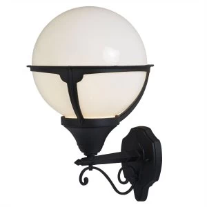 1 Light Outdoor Aluminium Globe Wall Light White, Black IP44, E27