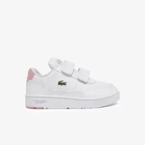 Lacoste Infants' T-Clip Synthetic Trainers Size 3 UK Kids White & Light Pink