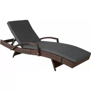 Tectake - Sun lounger Oceane rattan w/aluminium frame - reclining sun lounger, garden lounge chair, sun chair - black/brown