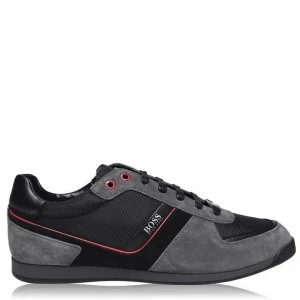 Hugo Boss Glaze Nylon Suede Trainers Grey/Red 066 Men