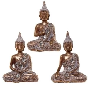 Gold and White Meditation Thai Buddha Figurine (1 Random Supplied)