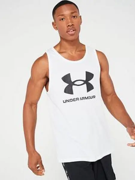 Under Armour Mens Training Sportstyle Logo Tank - White/Black