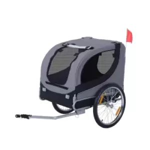 PawHut Pet Steel Bicycle Trailer for Dogs / Bike Carrier and Water Resistant - Grey & Black