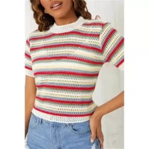 I Saw It First Multi Pointelle Multi Knitted Top - Multi