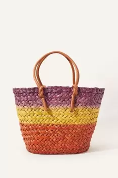 Ombre Straw Beach Basket Bag