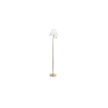 Ideal Lux Beverly - 1 Light Adjustable Floor Lamp White, Satin Gold with Shade, E27