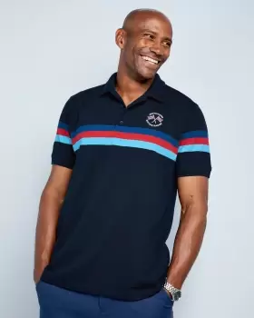 Cotton Traders Mens Help For Heroes Short Sleeve Stripe Polo Shirt in Blue