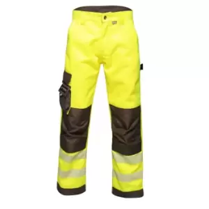 Regatta Mens Tactical Hi Vis Hardwearing Reflective Trousers (34R) (Yellow/Grey)