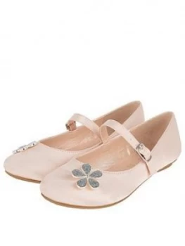 Monsoon Girls Divina Pink Pearl Flower Ballerina - Pale Pink, Size 3 Older