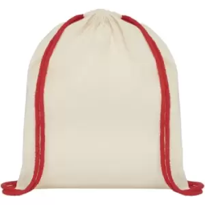 Bullet Oregon Cotton Drawstring Bag (One Size) (Natural/Red)