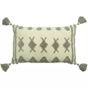 Esme Tufted Cotton Cushion Grey / 30 x 50cm / Cover Only