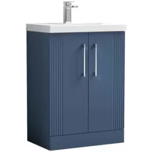 Nuie Deco Satin Blue 600mm 2 Door Vanity Unit with 50mm Profile Basin - DPF325D - Satin Blue