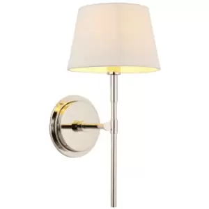 Endon Rennes & Cici Wall Lamp with Shade Bright Nickel Plate & Ivory Linen Mix Fabric