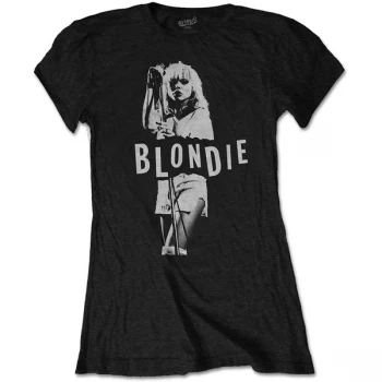 Blondie - Mic. Stand Womens Small T-Shirt - Black