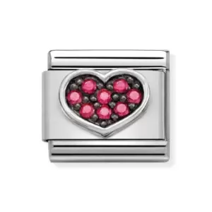 Nomination Classic Silver Heart Fuchsia CZ Charm