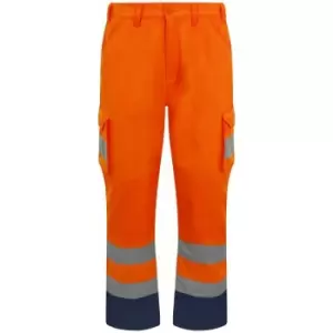 PRO RTX High Visibility Mens Cargo Trousers (L L) (Orange) - Orange