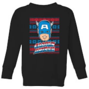 Marvel Captain America Face Kids Christmas Sweatshirt - Black - 7-8 Years