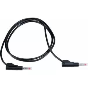 R-TECH 524596 Test Lead 100cm Retractable Shroud 4mm Stackable Plugs Black, 600V