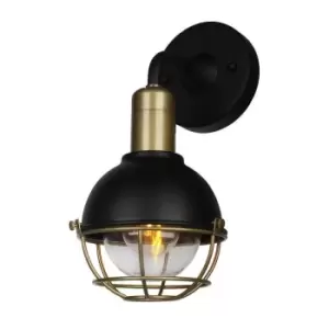 Luminosa Lighting - Luminosa Pavilion Wall Lamp, E27, IP65, Sand Black, Antique Brass