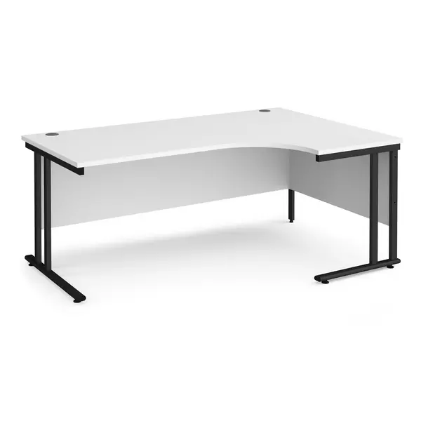 Maestro 25 Right Hand Ergonomic Desk with Black Frame and White Top - 1800mm