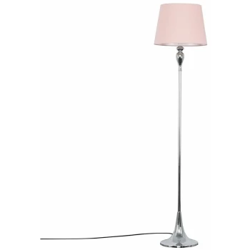 Faulkner Spindle Floor Lamp in Chrome with Aspen Shade - Pink