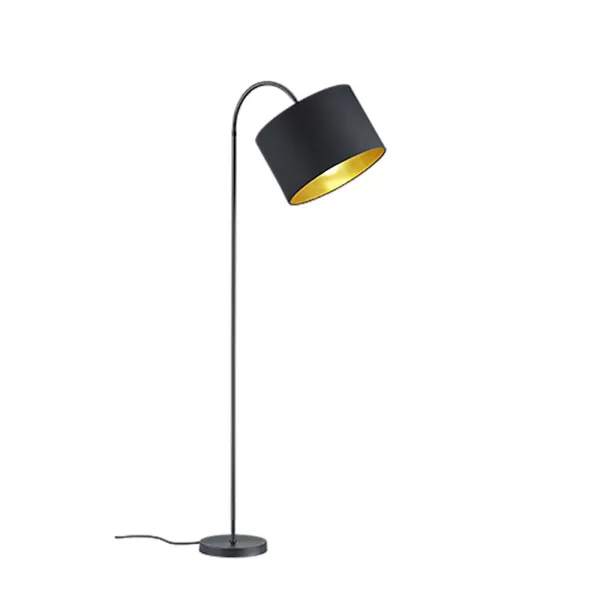 Hostel II Modern Floor Lamp with Shade Black Matt with Footswitch