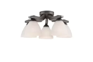 Adriano Multi Arm Semi Flush Ceiling Light, Glass Shades, Graphite, 5x E27