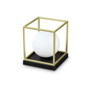 Ideal Lux Decorative Cube Small Table Lamp Brass Satin, E14