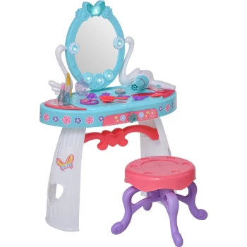 Homcom - Kids Pretend Dressing Set w/ Table Stool Accessories Lights Music Storage