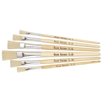 Major Brushes Short Handle Flat Hog Brushes - Pack of 6