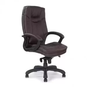 Hudson Hi Bck Lthr Faced Exec Armchair Cntrst Sttching BY 49974ET