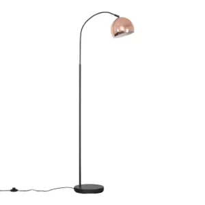 Curva Dark Grey Floor Lamp with Copper Arco Shade