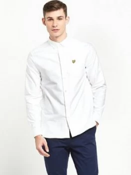 Lyle & Scott Long Sleeve Oxford Shirt, White Size M Men