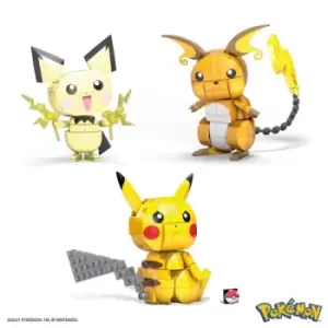 Pokemon Mega Construx Wonder Builders Construction Set Pikachu Evolution Trio 13 cm