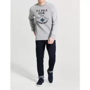 US Polo Assn Textured Sleeve Crew Sweatshirt - Grey