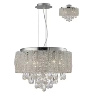 Adeline Ceiling Pendant 6 Light Polished Chrome, Crystal