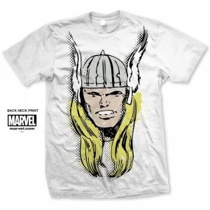 Marvel Comics Thor Big Head Distressed Mens White T-Shirt XX Large