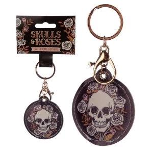 Leatherette Skulls and Roses Keyring