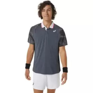 Asics Court GPX Graphic Mens Tennis Polo - Grey