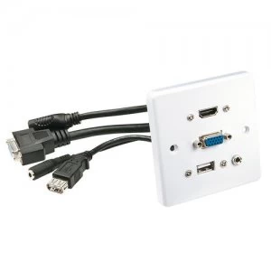 Lindy 60220 HDMI + VGA + USB A + 3.5mm White socket-outlet