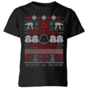 Star Wars Merry Sithmas Knit Kids Christmas T-Shirt - Black - 5-6 Years