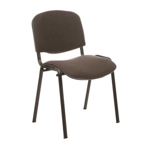 Trexus Stackable Fabric Medium Back Chair Charcoal Upholstery with Black Metal Frame