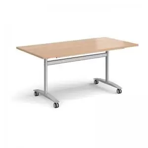 Rectangular deluxe fliptop meeting table with silver frame 1600mm x