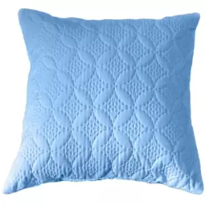 Ultrasonic Blue Quilted Embossed Cushion Cover, 40 x 40cm - Blue - Blue - Homescapes