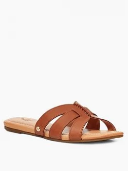 UGG Teague Flip Flop - Tan Leather, Size 8, Women