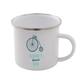 Rider's Favourite Brew Enamel Mug - White