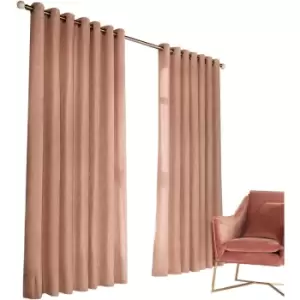 Furn Himalaya Jacquard Design Eyelet Curtains (Pair) (168x229cm) (Blush Pink) - Blush Pink