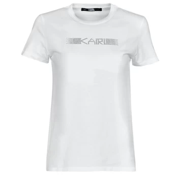 Karl Lagerfeld RHINESTONELOGOT-SHIRT womens T shirt in White - Sizes EU S,EU M,EU L,EU XL,EU XS