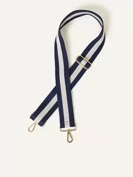 Accessorize Stripe Webbing Bag Strap, Navy, Women