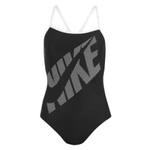 Nike Logo Racer Back Swimsuit Womens - Black